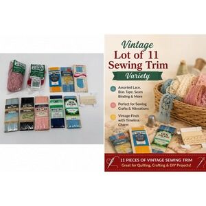 Vintage Sewing Trim Lace Bias Tape Seam Binding Lot Wrights Talon Coats Craft
